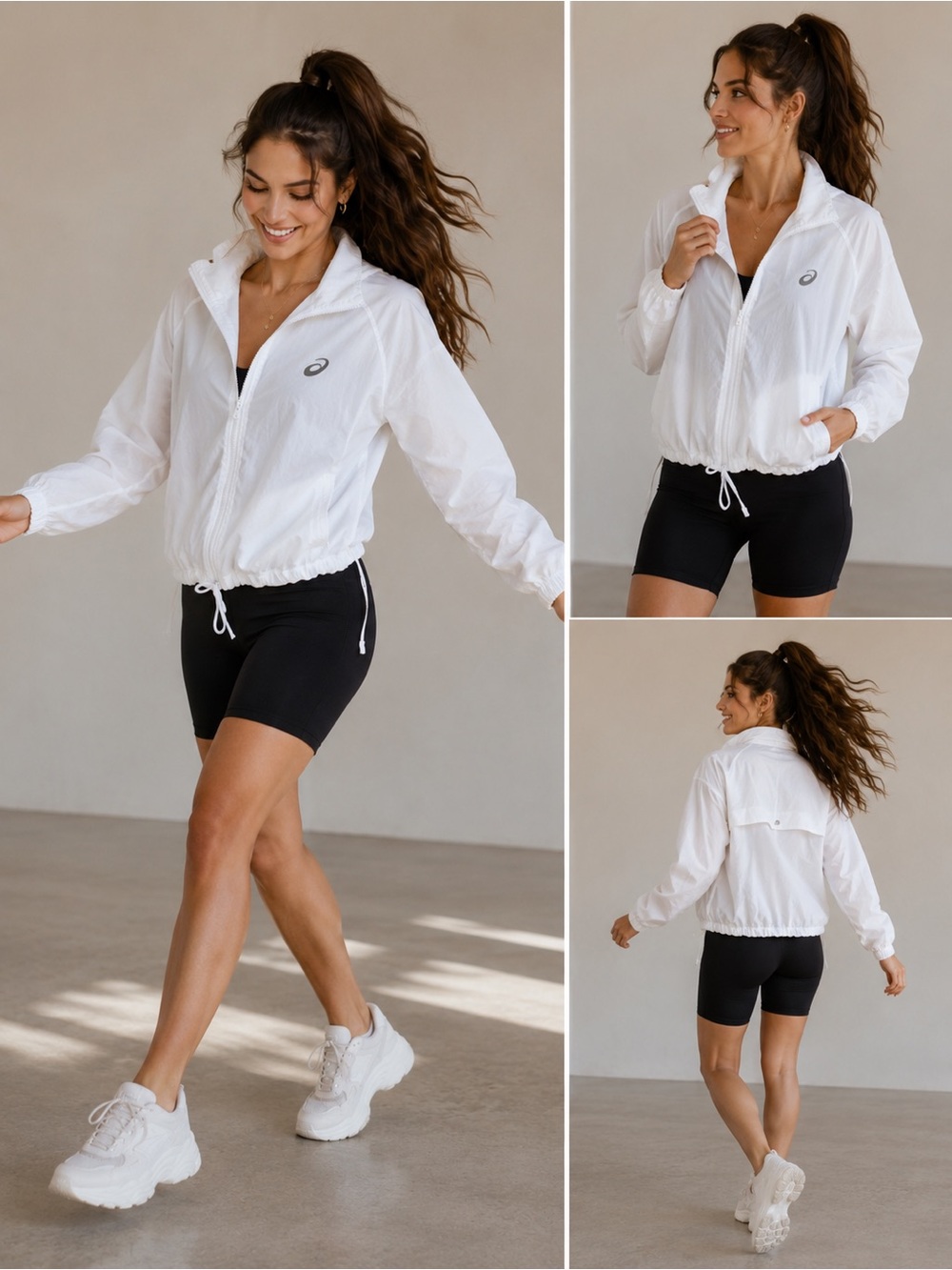 ASICS White Lightweight Windbreaker Jacket L